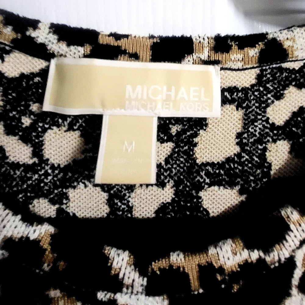 Michael Kors Womens Body Con Side Zip Leopard  Sleeveless Sweater Dress Size M - Picture 2 of 6